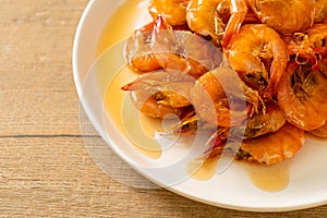 Sweet shrimps is Thai dish which cooks with fish sauce and sugar photo