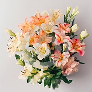 Sweet and simple bouquet with alstroemeria. Mother\'s Day Flowers Design concept