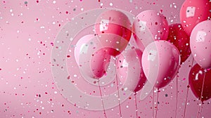 Sweet Sixteen Balloons and Confetti Decoration for Surprise Parties - Wide Banner with Copy Space