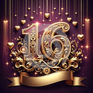 Sweet Sixteen Golden Celebration Emblem