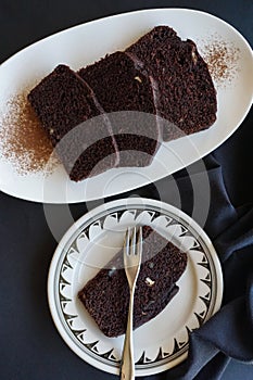 Sweet slices of ultra chocolaty quick bread