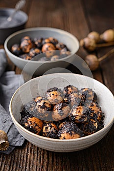 Sweet Slovakian Christmas pastry Opekance also known as Bobalky or Pupaky with poppy seeds