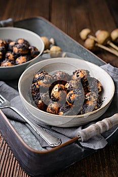 Sweet Slovakian Christmas pastry Opekance also known as Bobalky or Pupaky with poppy seeds