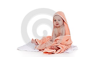 Sweet small baby with towel