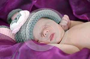 Sweet soft tenderness of innocent newborn baby sleeping