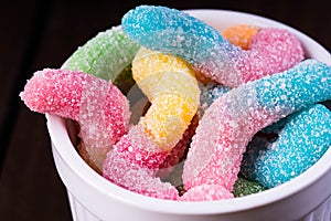 Sweet and sour gummy worms photo