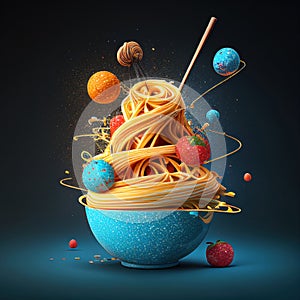 Sweet spaghetti desert by Generative AI
