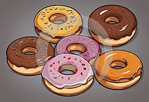Sweet Spectrum: Assorted Donuts with Vibrant Glazes Artwork
