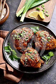 Sweet and spicy honey grilled chicken thighs