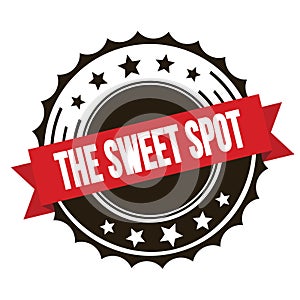 THE SWEET SPOT text on red brown ribbon stamp