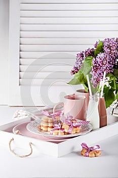 Sweet spring snack- cookies with chocolate milkshake