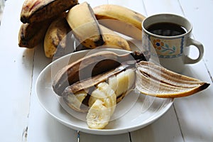 Sweet steamed banana or `Pisang rebus` photo