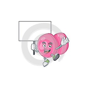 Sweet streptococcus pyogenes cartoon character rise up a board