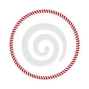 Sweet Striped Candy cane red Circle Frame for christmas design isolated on white background