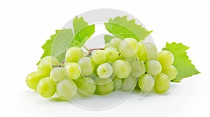 Sweet and Succulent: Alluring Bunch of Shine Muscat Grapes Isolated on White Background