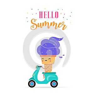 Sweet summer - cute ice cream character makes fun