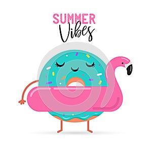 Sweet summer - cute ice cream, watermelon and donuts characters make fun