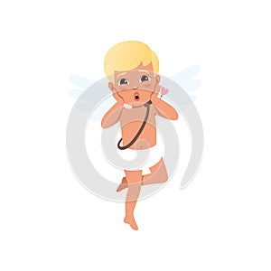 Sweet surprised baby Cupid character, Happy Valentines Day concept vector Illustration