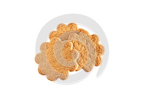 Sweet Swedish almond thins with ginger and cinnamon (Pepparkaka or Pepparkakor biscuits) isolated on white background.