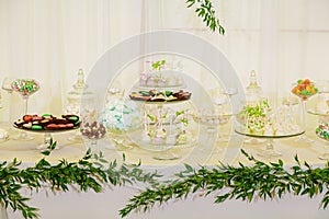 Sweet table at the wedding celebration