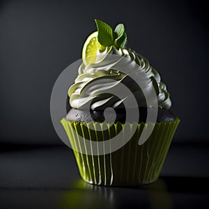 Sweet and Tangy Lemon Cupcakes with a Dollop of Whipped Cream - Generative AI