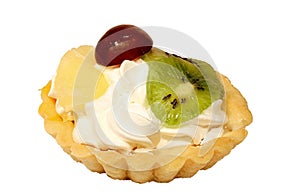 Sweet tart with kiwi, pineapple and grapes photo