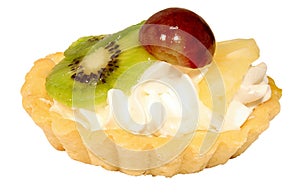 Sweet tart with kiwi, pineapple and grapes photo