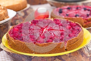 Sweet tart with raspberries photo
