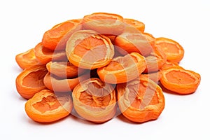 Sweet Tasty dried persimmon fruits on white background. Generate Ai