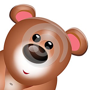 Sweet Teddy bear cartoon portrait on white background. Vector illustration