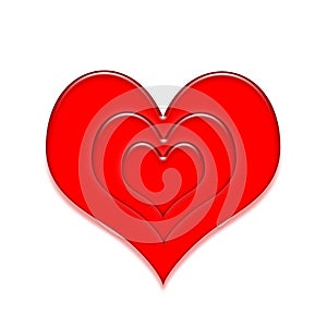 Sweet three red heart son white background