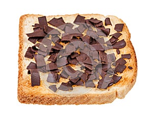 Sweet toast with topping from chocolate flakes