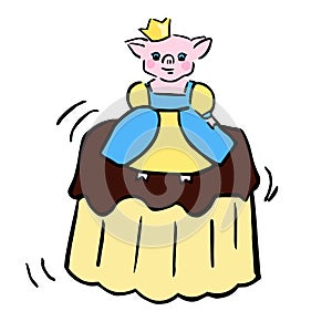 Sweet vector piggy costumed princess and jelly
