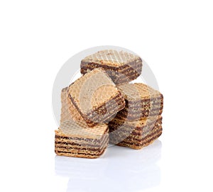 Sweet wafer cream with chocolate on white background