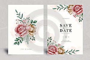 Sweet watercolour floral and splash wedding card set template