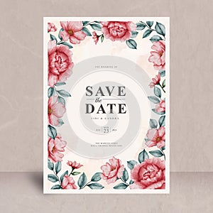 Sweet watercolour floral and splash wedding card template