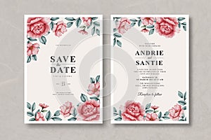 Sweet watercolour floral wedding card set template