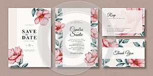 Sweet watercolour floral wedding card set template