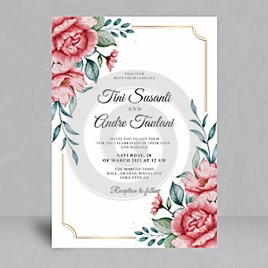 Sweet watercolour floral wedding card template
