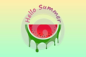 Sweet watermelons and lettering hello summer illustration background