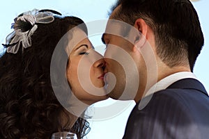 Sweet wedding kiss