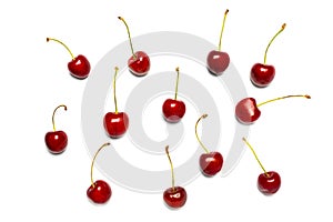 Sweet wild cherries on white background