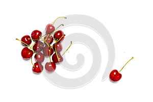 Sweet wild cherries on white background