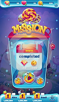 Sweet world mobile GUI mission completed window