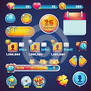 Sweet world mobile GUI set elements web games