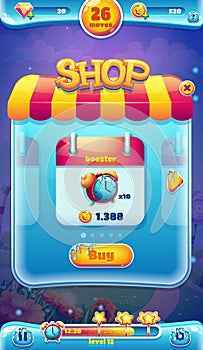 Sweet world mobile GUI shop screen for video web games