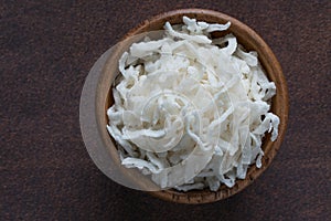 Sweetened Shredded Coconut in a Bowl