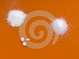 Sweeteners. Choice. Sugar, aspartame tablet or artificial sweetener.
