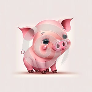 The Sweetest Little Pink Piglet: A Cartoon Style - Generative AI