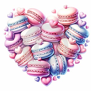 Sweetheart Macarons Delight, isolated on white background